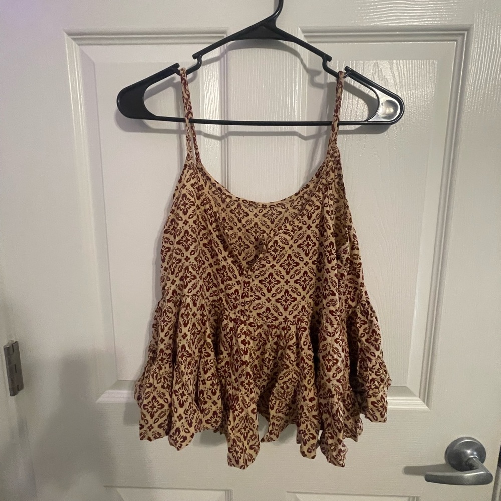 Red and tan tank top